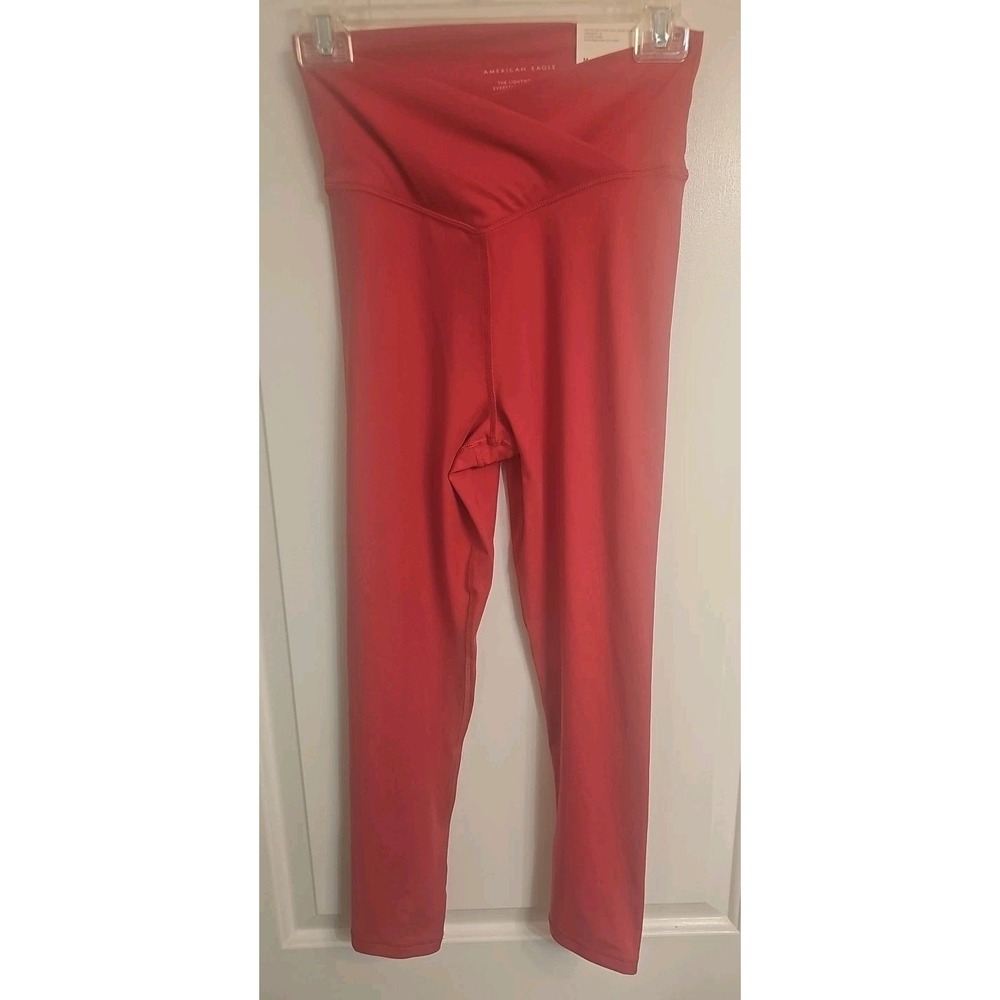 American Eagle Woman's Lightweight Everything Crossover 7/8 Pink Leggings Medium